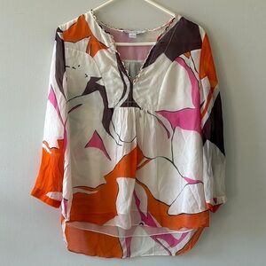 Diane Von Furstenberg 100% Silk Floral Blouse